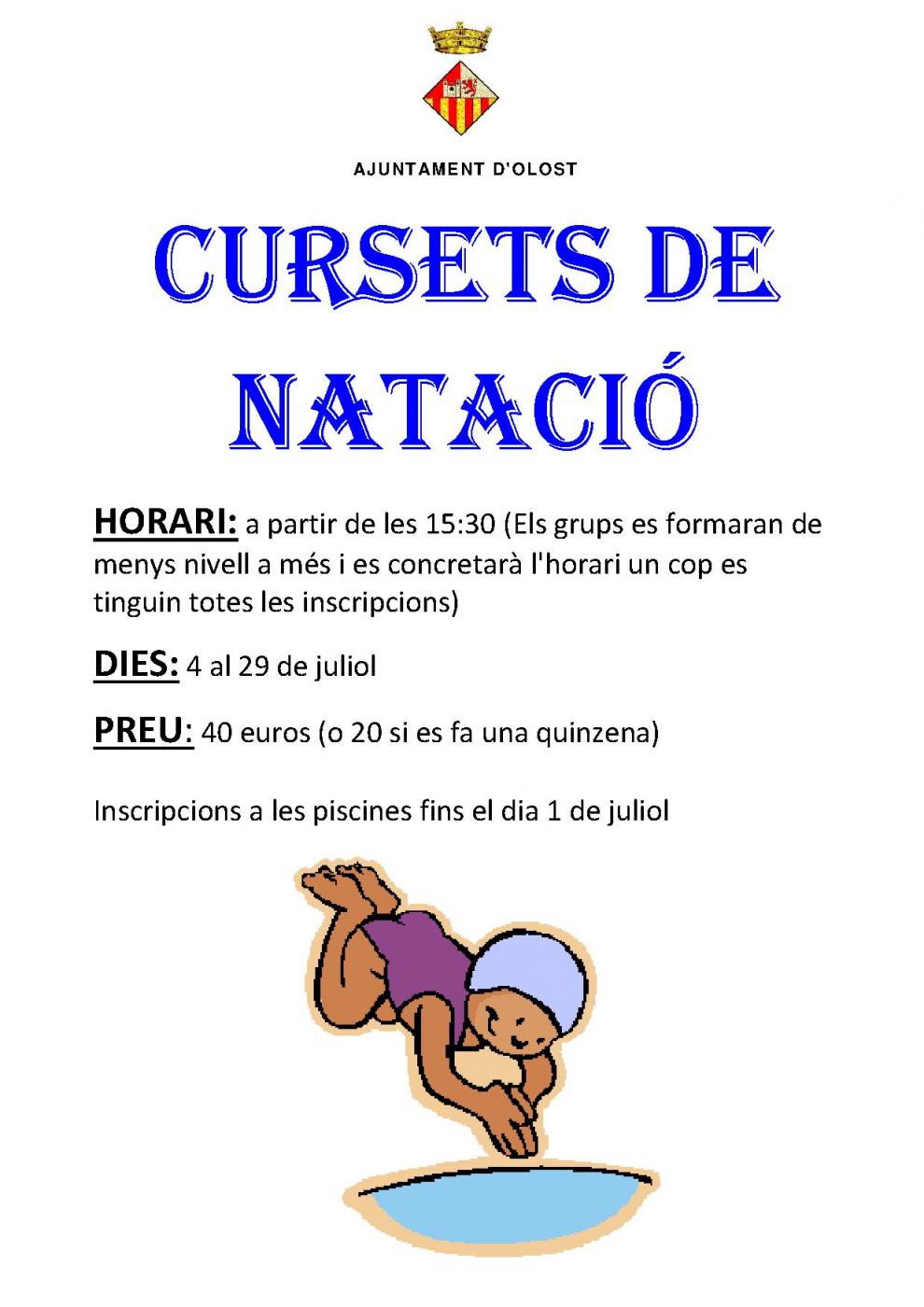 Cursets de natació a les Piscines Municipals
